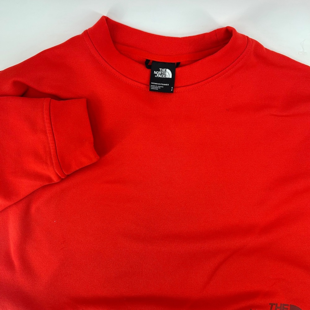 The North Face Cropped Sweatshirt Womens Small Red Boxy Fleece Logo Pullover